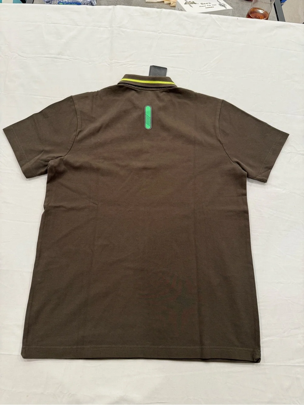 Emporio Armani EA7 Brown Polo with Neon Green Trim